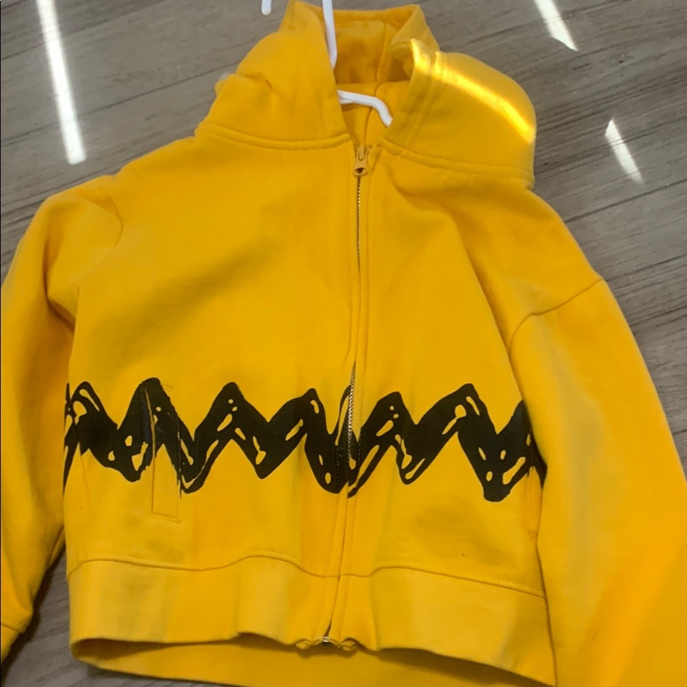 Yellow Hoodie with Black Zigzag Design